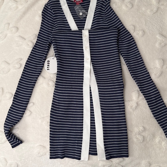 STAUD 🤍 Shoko Striped Ribbed Sweater Dress - Picture 8 of 8